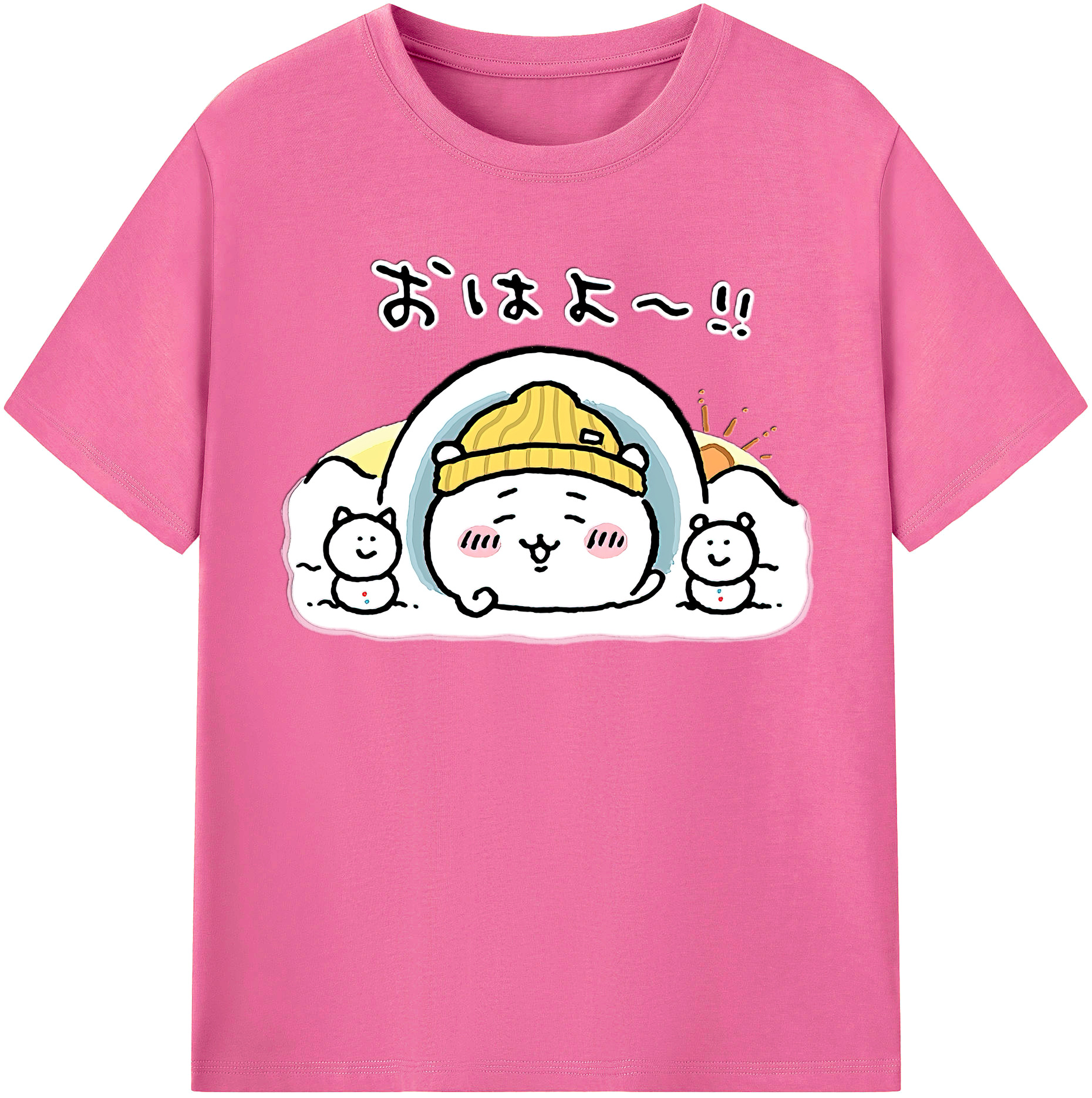 （画像用） ちいかわ ちいかわ Chii-kawa chiikawa レディースカジュアルプリントTシャツ（綿100％）